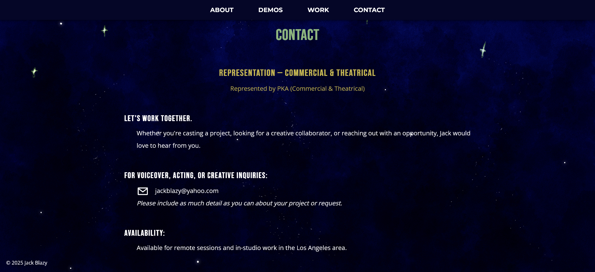 Jack Blazy Contact page